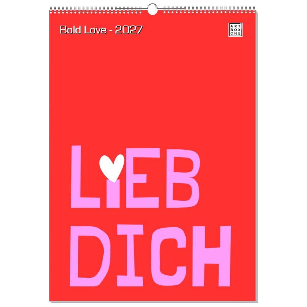 artboxONE Wandkalender A2 2026 Bold Love Typografie