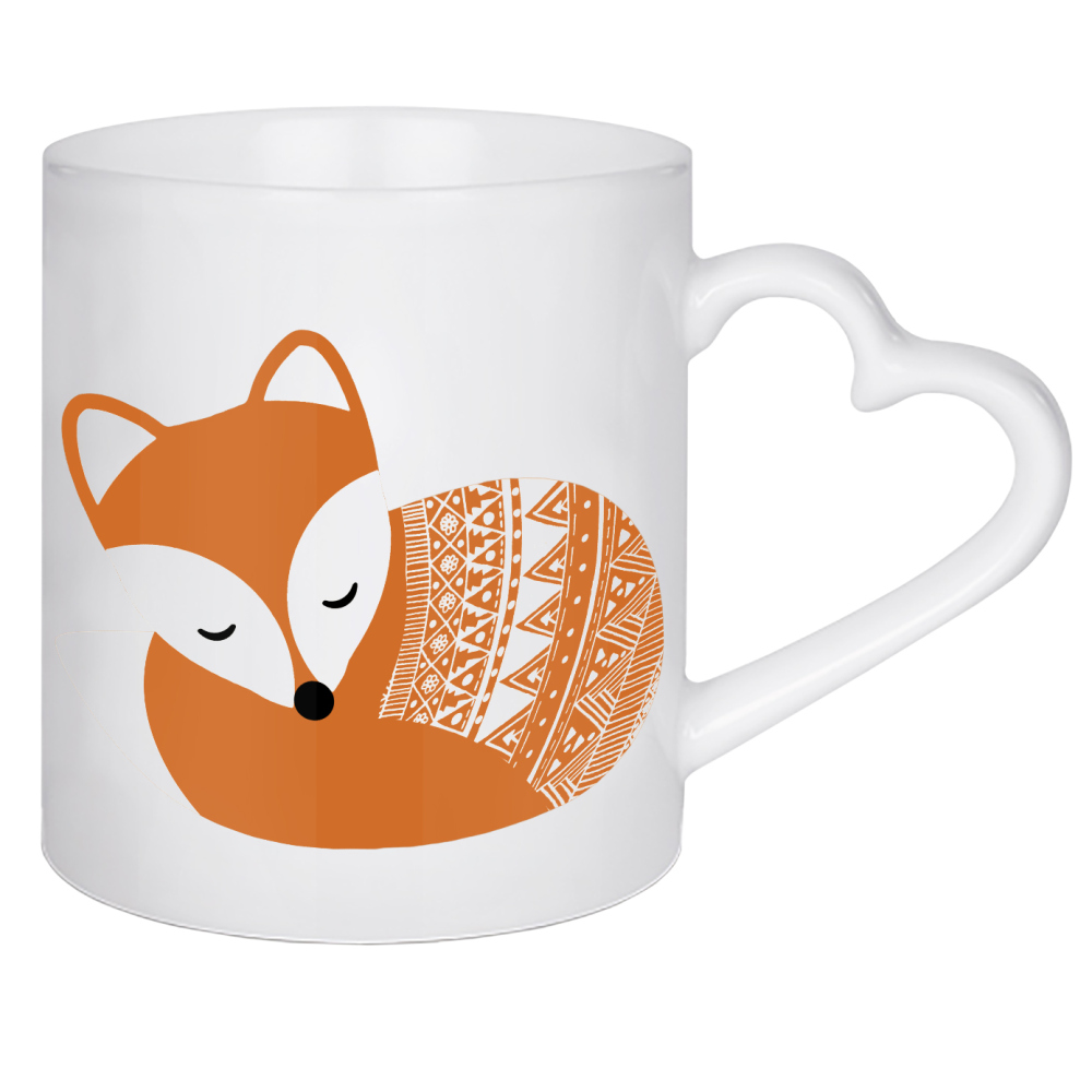 Herztasse "Dream Big Fuchs" artboxONE - Für Kinder - Dream big fuchs,Schlafend,Süß,Vintage,Retro,Geschenk,Baby,Kinderzimmer,Geburt,Blau