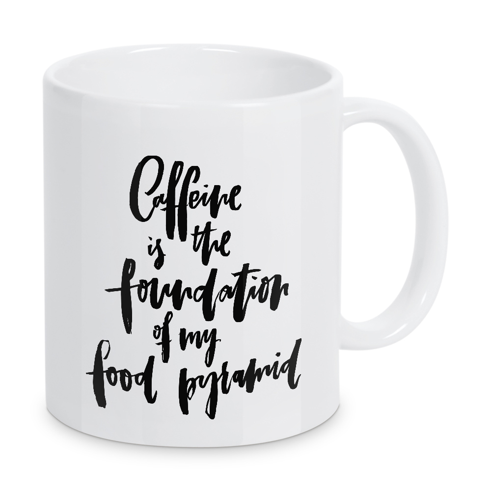 Tasse "Caffeine Foundation Food Pyramid 2" artboxONE - Typografie,Essen & Trinken,Schwarzweiß,Lustig