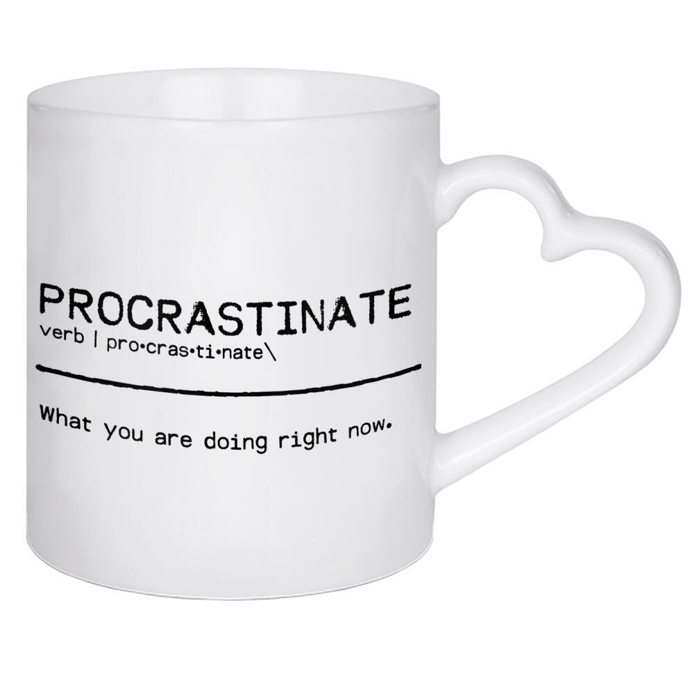 Herztasse "Procrastinate Quote" artboxONE - Typografie,Schwarzweiß,Lustig