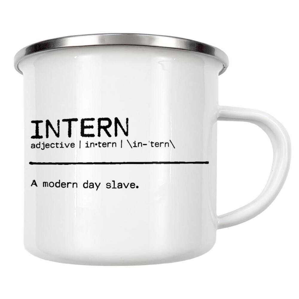 Emaille Tasse "Intern Quote" artboxONE - Typografie,Schwarzweiß,Lustig