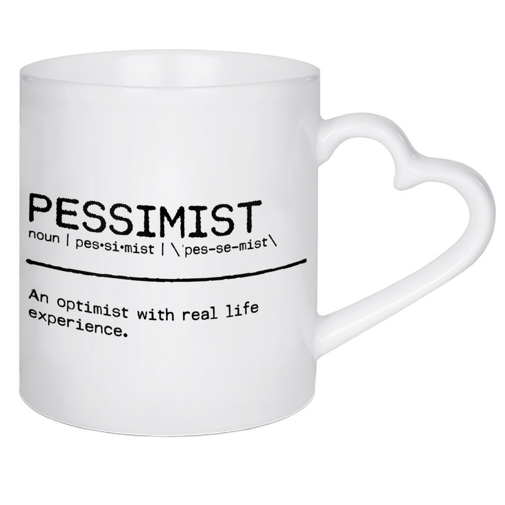 Herztasse "Pessimist Quote" artboxONE - Typografie,Schwarzweiß,Lustig