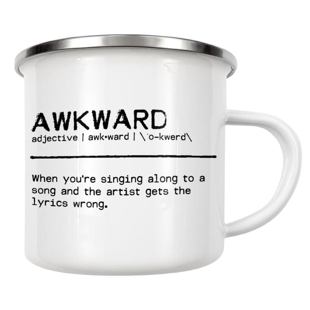 Emaille Tasse "Awkward Quote" artboxONE - Typografie,Schwarzweiß,Musik,Lustig