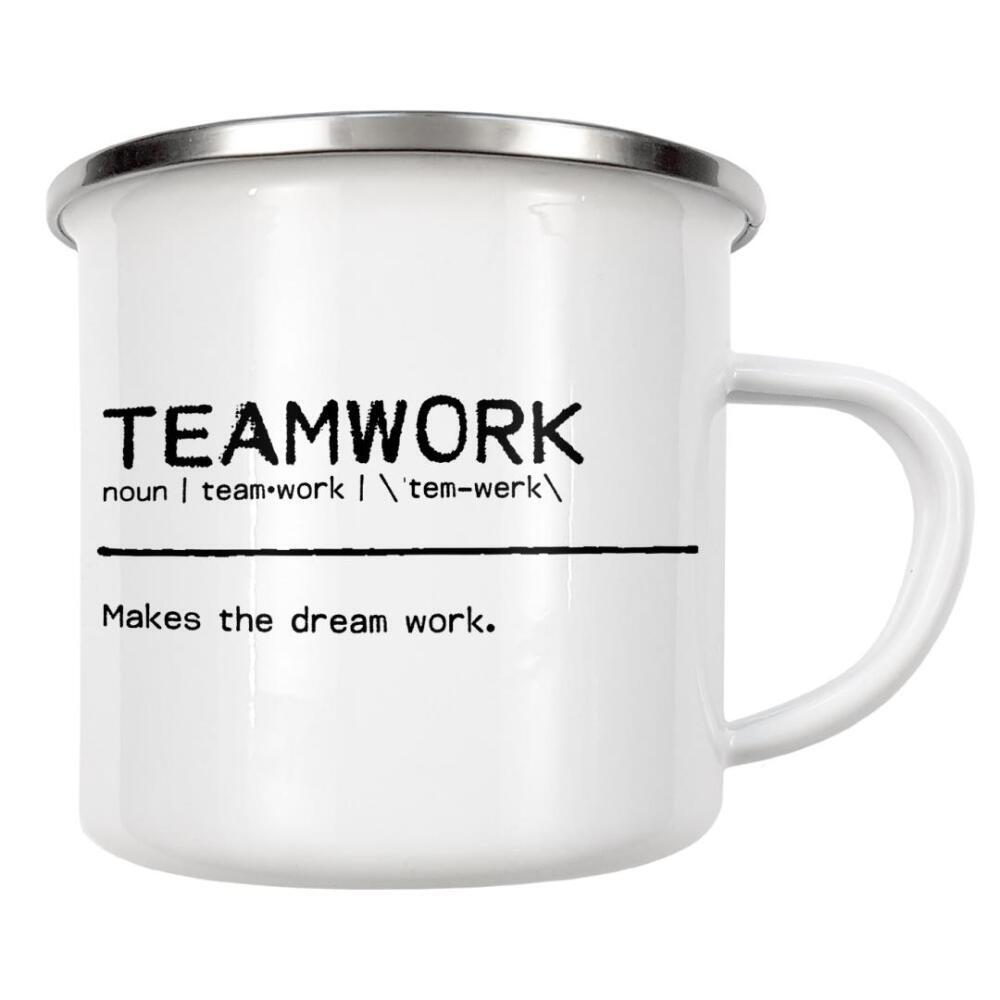 Emaille Tasse "Teamwork Quote" artboxONE - Typografie,Schwarzweiß,Lustig