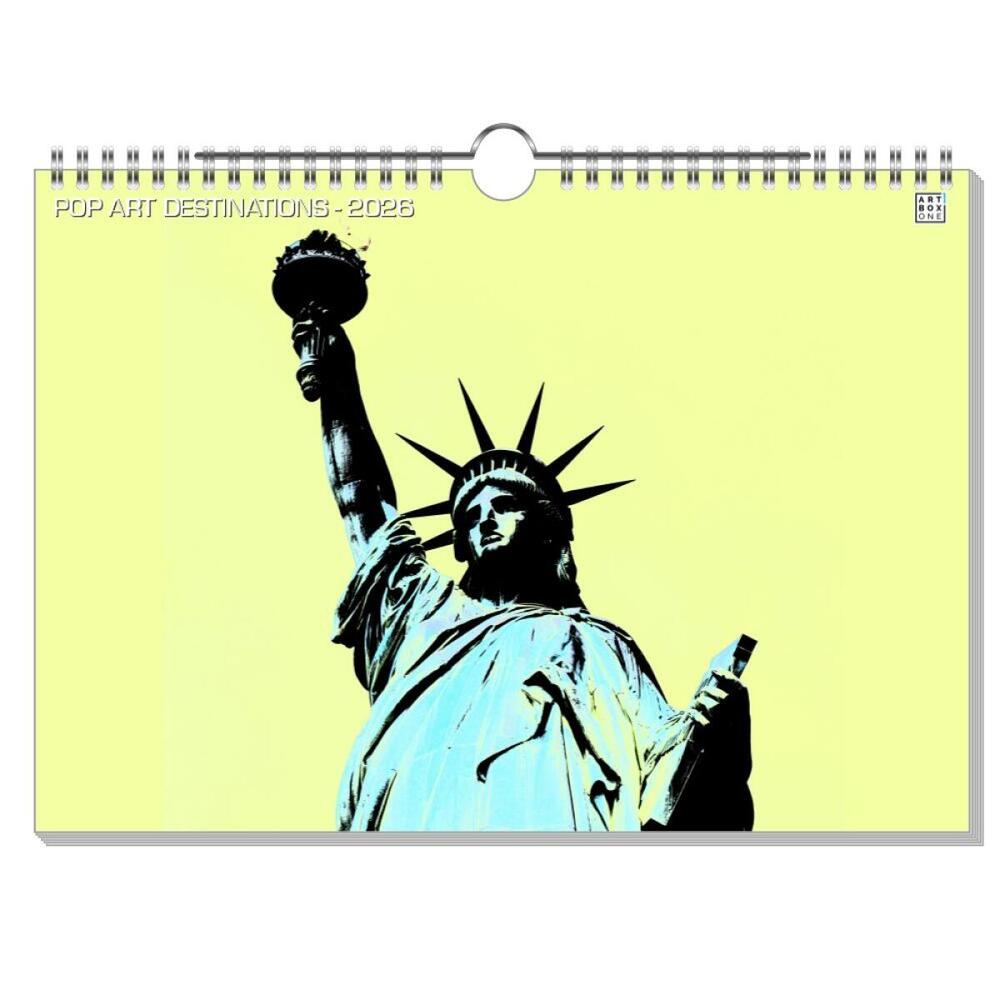 artboxONE Wandkalender A4 2026 POP ART DESTINATIONS Popart