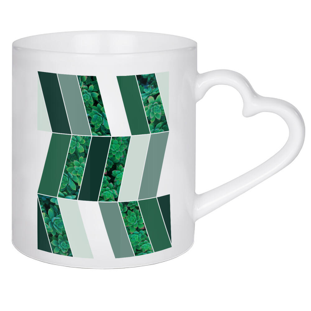 Herztasse "Green Herringbone" artboxONE - Natur,Floral,Geometrie