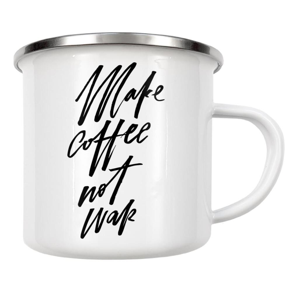 Emaille Tasse "Make Coffee Not War" artboxONE - Typografie,Essen & Trinken,Schwarzweiß