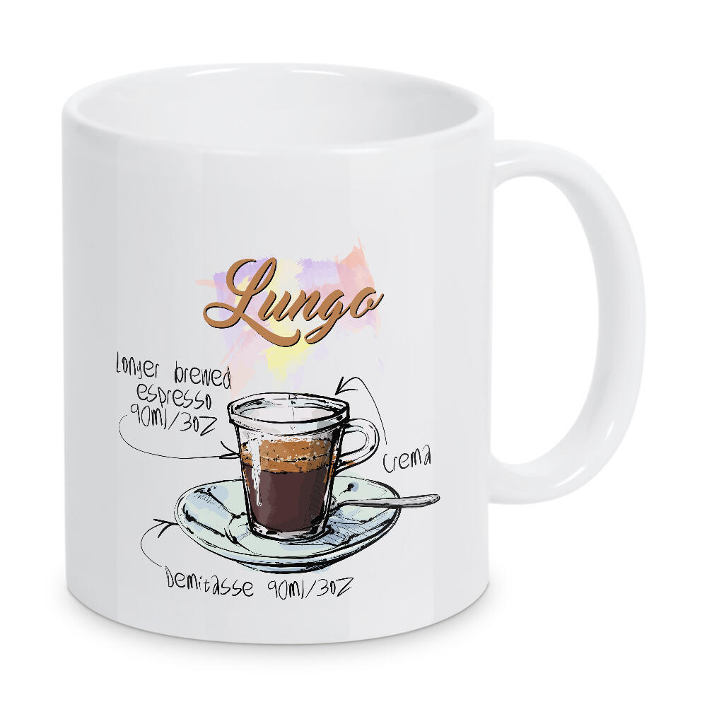 Tasse "Lungo coffee" artboxONE - Essen & Trinken - Rezept,Drink,Trinken,Coffee,Bar,Zucker,Tasse,Cafe,Kaffee
