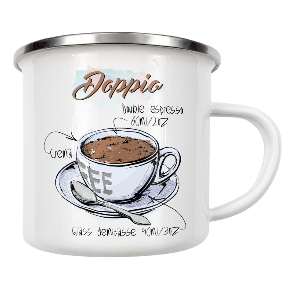 Emaille Tasse "Café Crema" artboxONE - Essen & Trinken - Rezept,Drink,Trinken,Coffee,Bar,Zucker,Tasse,Cafe,Kaffee