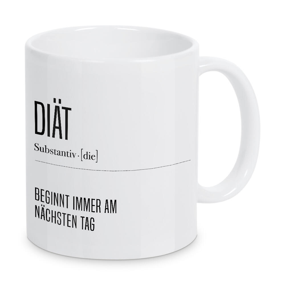 Tasse "Diät Definition" artboxONE - Typografie,Essen & Trinken,Schwarzweiß,Lustig - Essen,Ernährung,Nahrung,Abnehmen,Fit,Definition,Wörterbuch