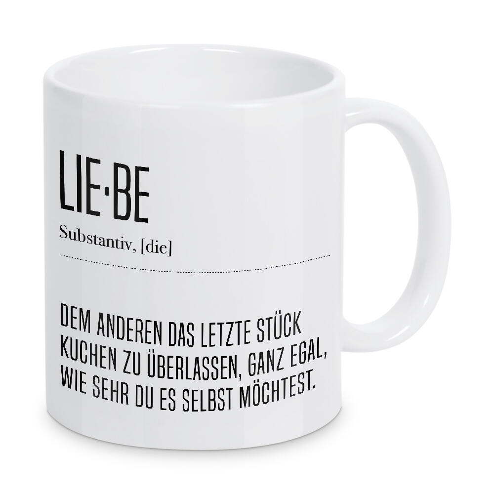 Tasse "Lie-be" artboxONE - Typografie,Essen & Trinken,Schwarzweiß,Liebe,Lustig