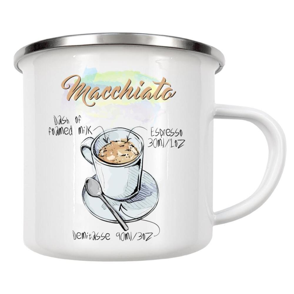 Emaille Tasse "Macchiato coffee" artboxONE - Essen & Trinken - Rezept,Drink,Trinken,Coffee,Bar,Zucker,Tasse,Cafe,Kaffee