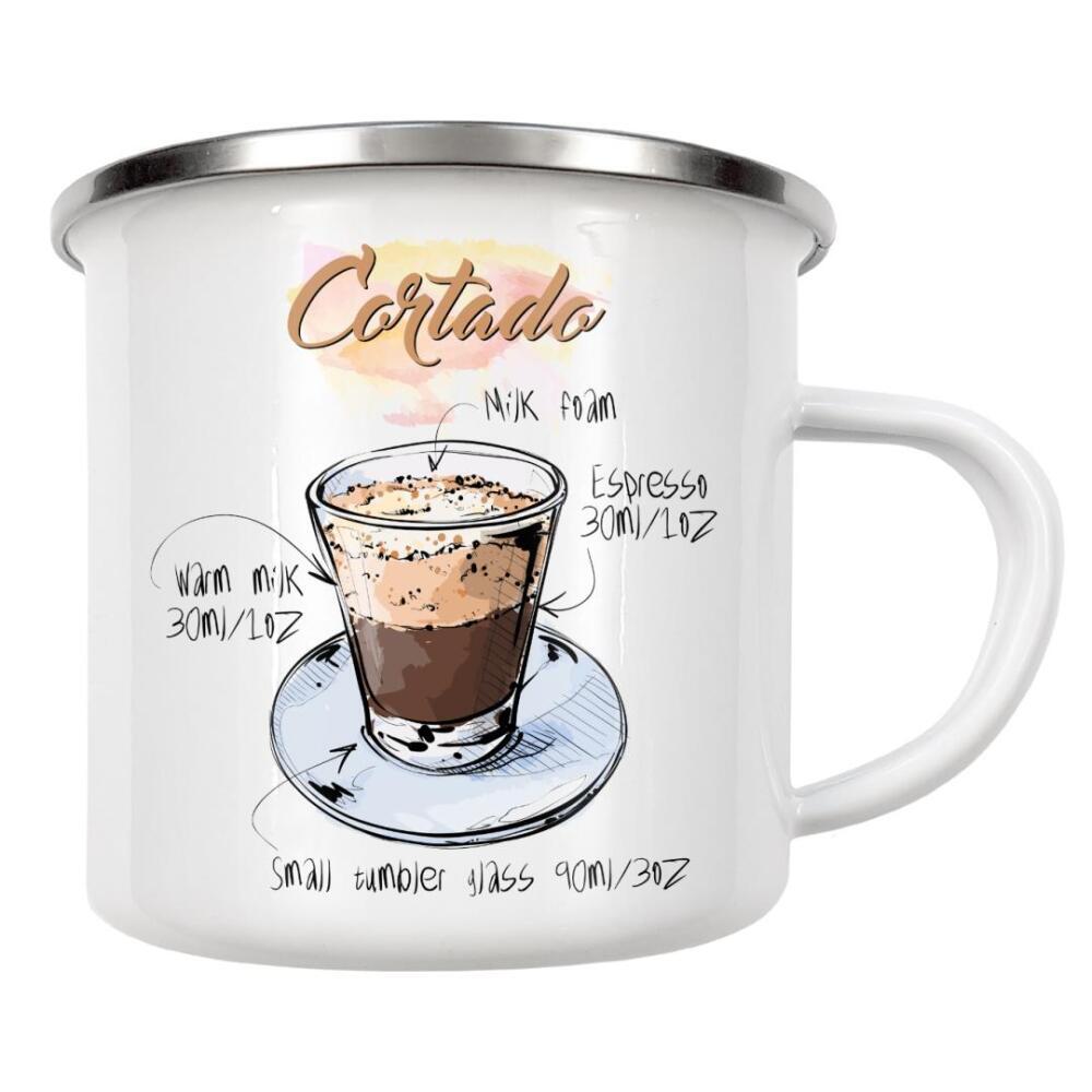 Emaille Tasse "Cortado coffee" artboxONE - Essen & Trinken - Rezept,Drink,Trinken,Coffee,Bar,Zucker,Tasse,Cafe,Kaffee
