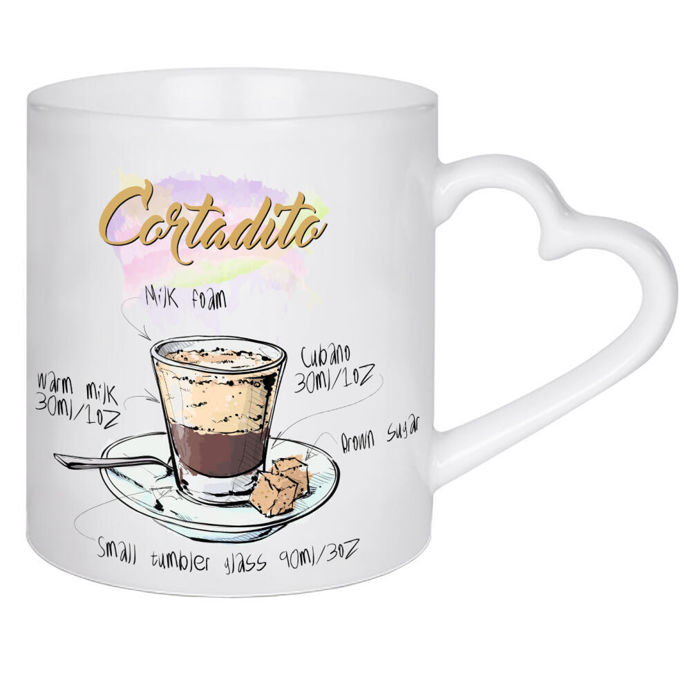Herztasse "Cortadito coffee" artboxONE - Essen & Trinken - Rezept,Drink,Trinken,Coffee,Bar,Zucker,Tasse,Cafe,Kaffee