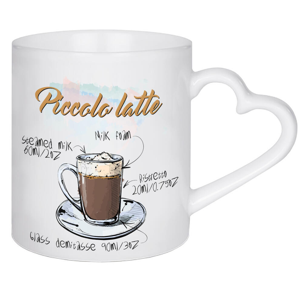 Herztasse "Piccolo Latte" artboxONE - Essen & Trinken - Rezept,Drink,Trinken,Coffee,Bar,Zucker,Tasse,Cafe,Kaffee
