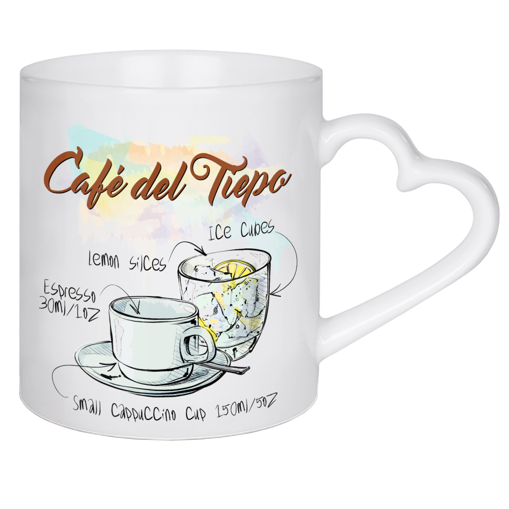 Herztasse "Café del Tiepo" artboxONE - Essen & Trinken - Rezept,Drink,Trinken,Coffee,Bar,Zucker,Tasse,Cafe,Zitrone,Kaffee