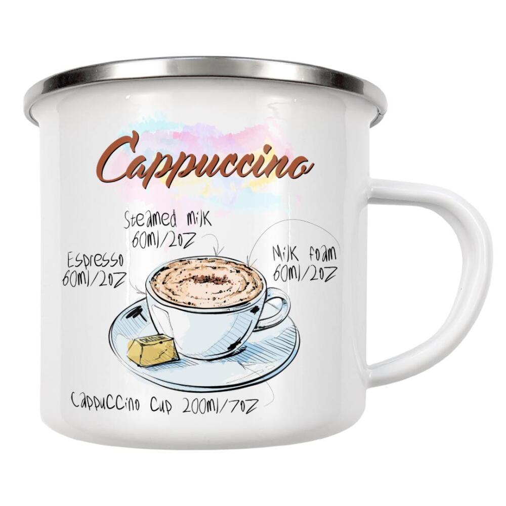 Emaille Tasse "Cappuccino coffee" artboxONE - Essen & Trinken - Rezept,Drink,Trinken,Coffee,Bar,Zucker,Tasse,Cafe,Kaffee