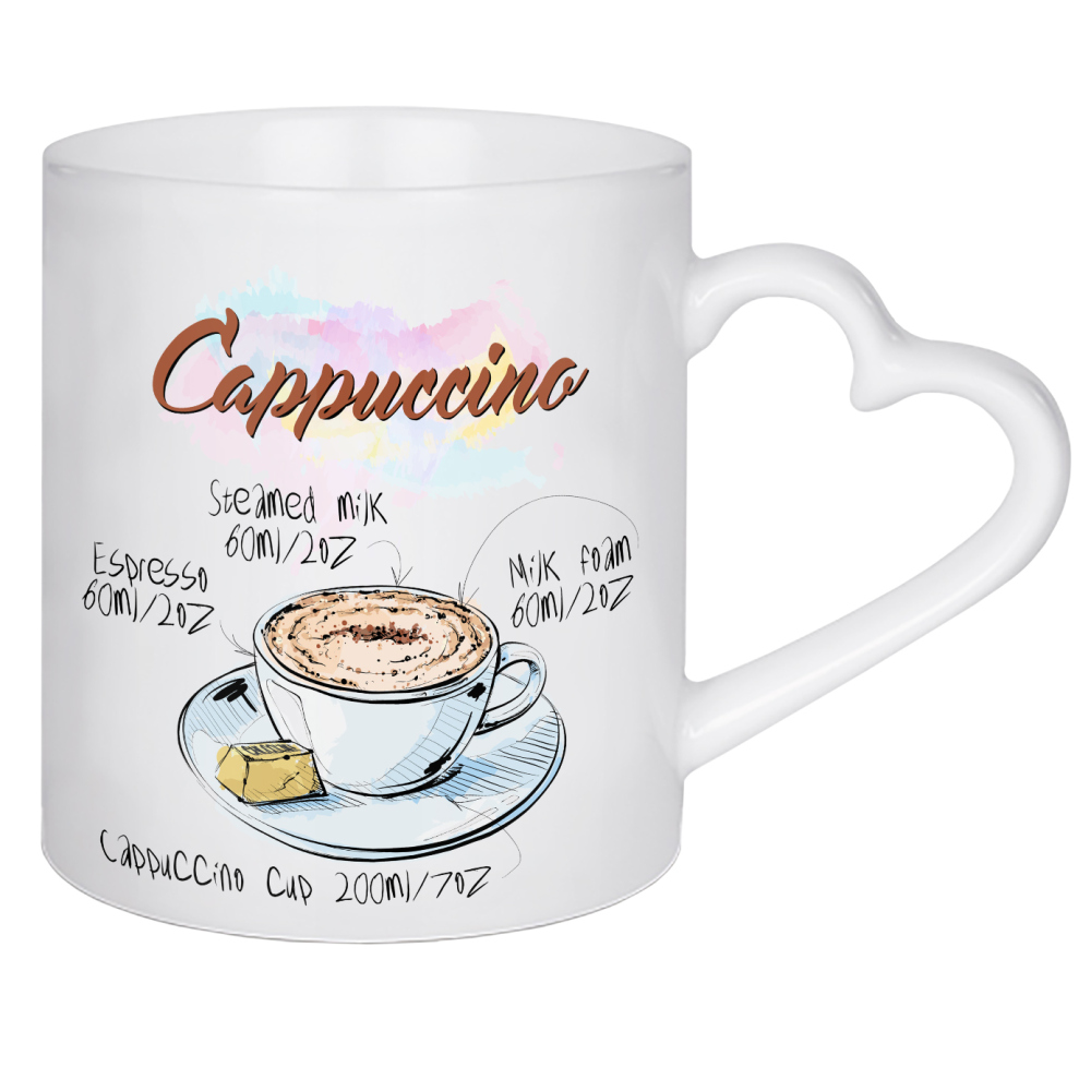 Herztasse "Cappuccino coffee" artboxONE - Essen & Trinken - Rezept,Drink,Trinken,Coffee,Bar,Zucker,Tasse,Cafe,Kaffee