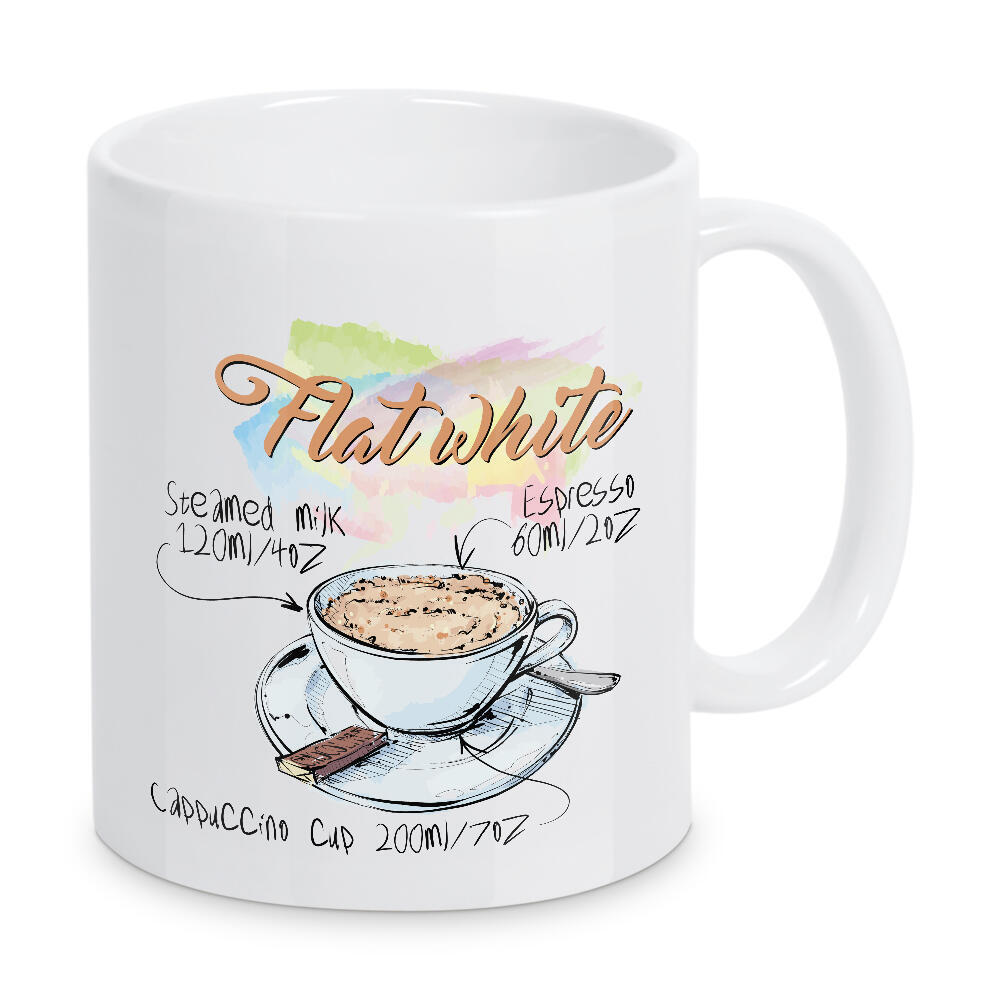 Tasse "Flat White coffee" artboxONE - Essen & Trinken - Rezept,Drink,Trinken,Coffee,Bar,Zucker,Tasse,Cafe,Kaffee