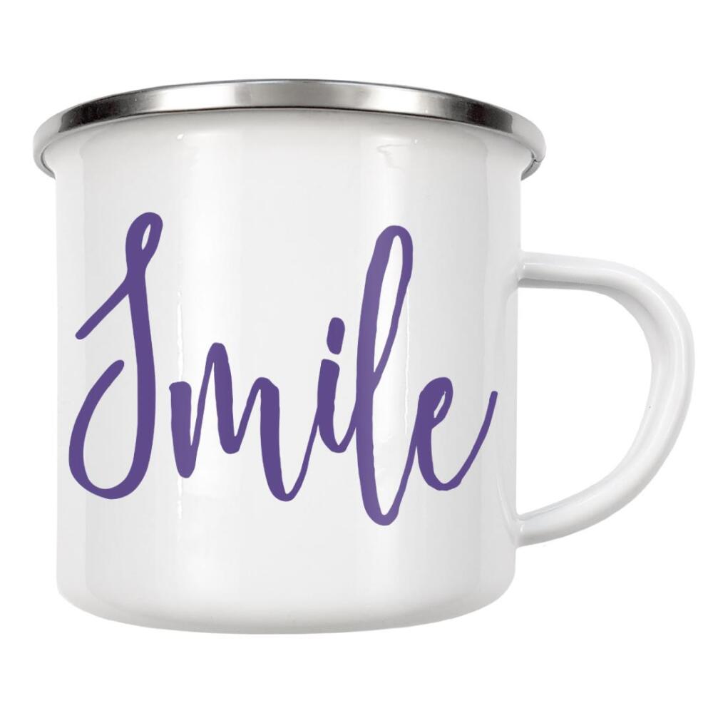 Emaille Tasse "Smile 2" artboxONE - Typografie,Ultraviolet