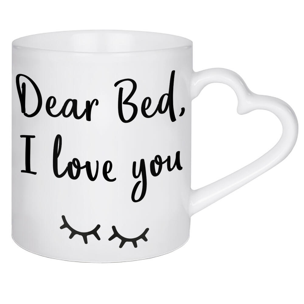 Herztasse "Dear Bed Typo" artboxONE - Typografie,Schwarzweiß