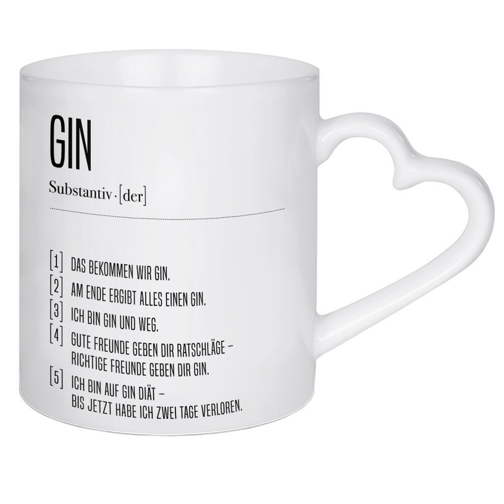 Herztasse "Definition Gin" artboxONE - Typografie,Essen & Trinken,Schwarzweiß,Essen & Trinken / Alkohol