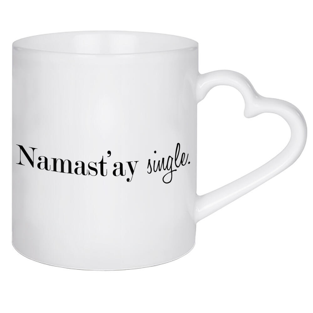 Herztasse "Namastay Single" artboxONE - Typografie,Schwarzweiß