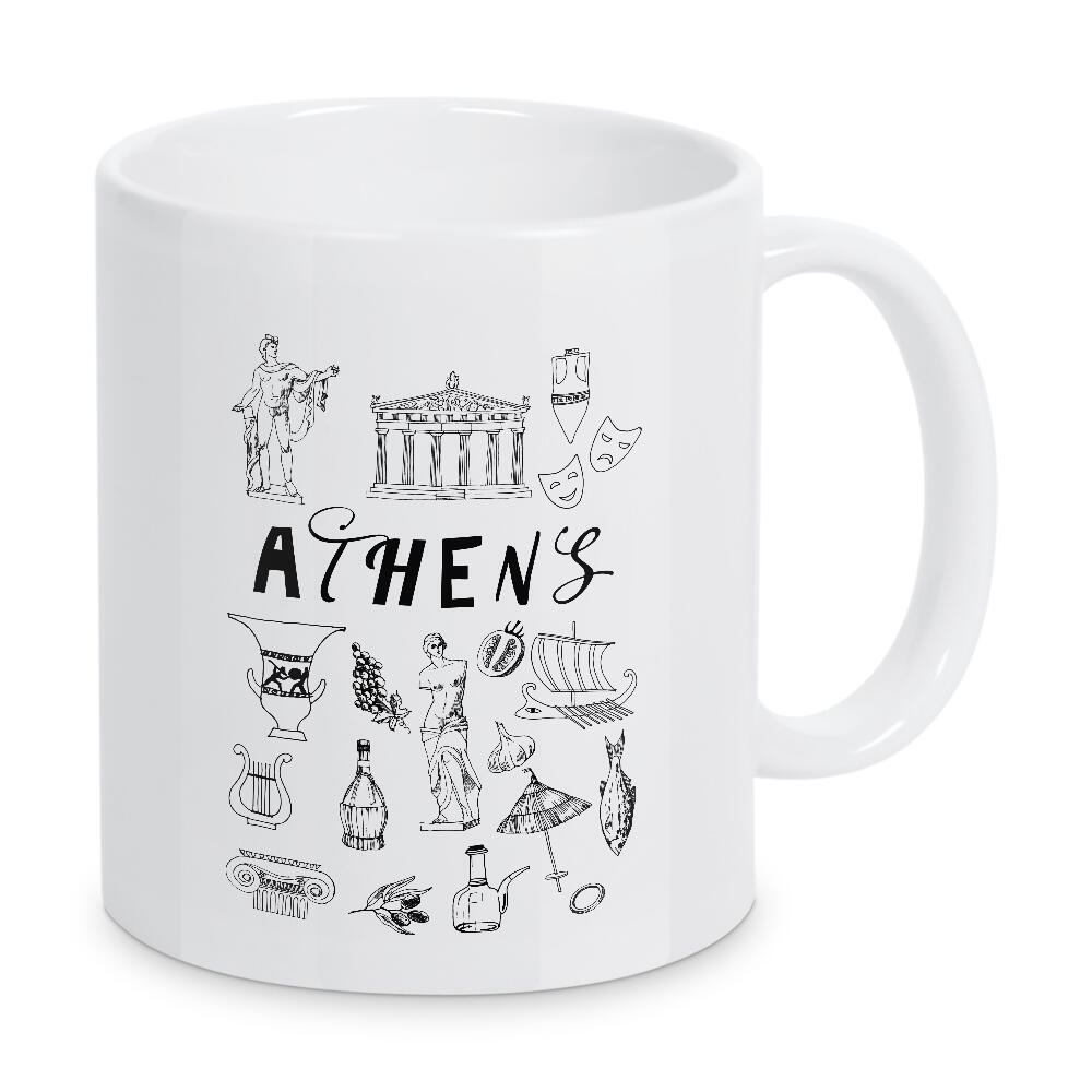 Tasse "Athens 2" artboxONE - Städte,Reise,Schwarzweiß - Athen,Greece,Illustration,Watercolor,Landmark
