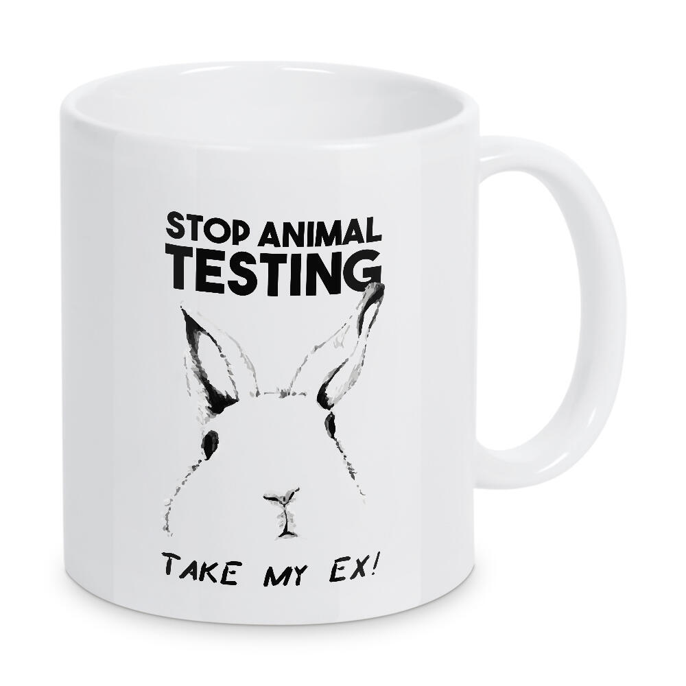 Tasse "Stop Animal Testing" artboxONE - Typografie,Schwarzweiß,Lustig