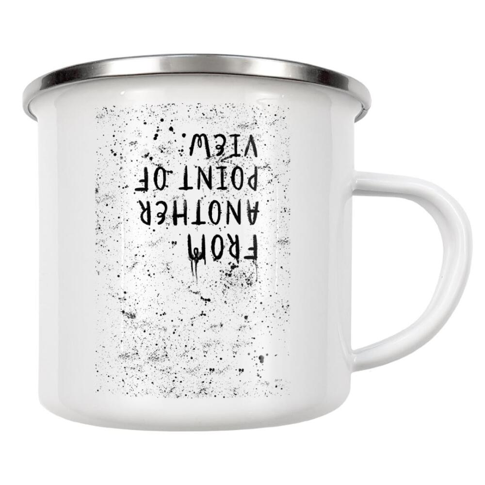 Emaille Tasse "From another point of view" artboxONE - Typografie,Schwarzweiß