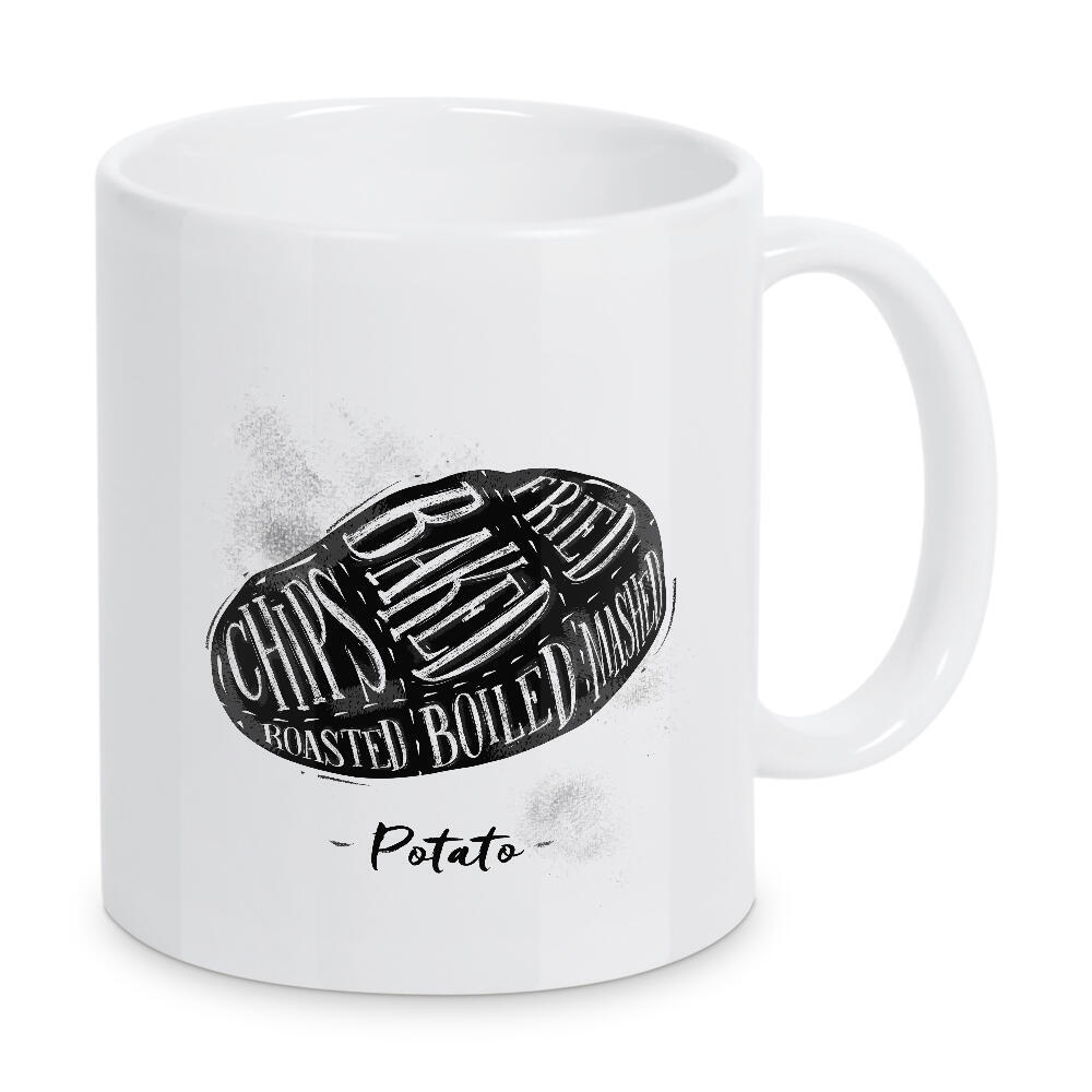 Tasse "Potato cutting scheme" artboxONE - Essen & Trinken,Schwarzweiß,Essen & Trinken / Obst & Gemüse