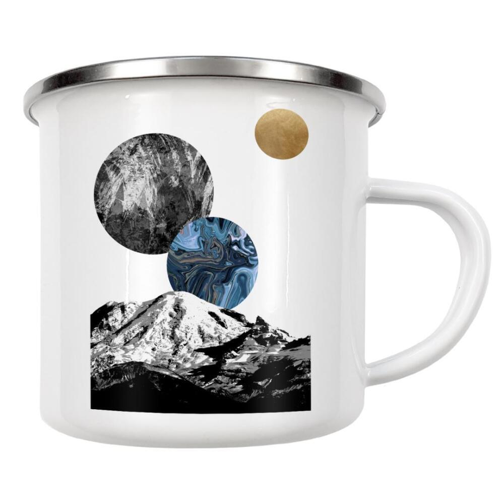 Emaille Tasse "Space II" artboxONE - Natur,Abstrakt,Schwarzweiß,Marmor,Galaxy