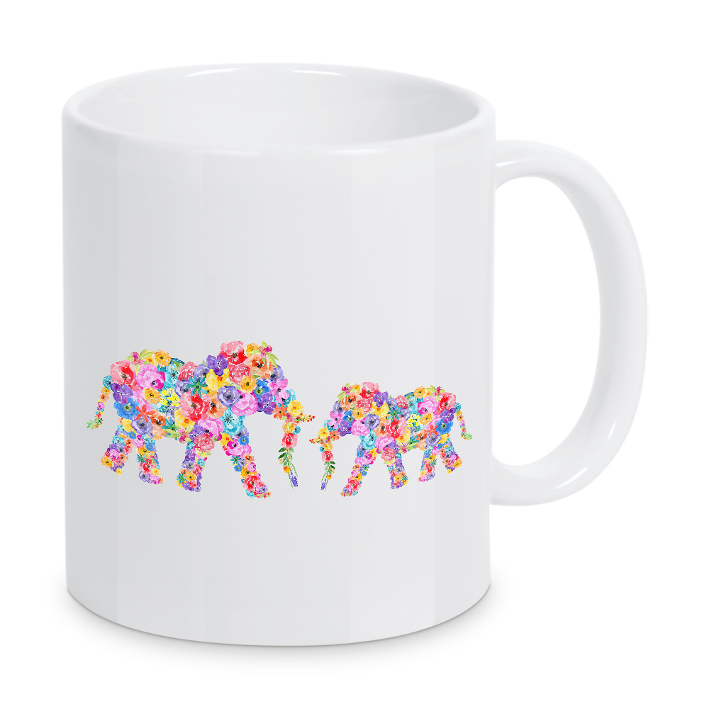 Tasse "Floral Elephants" artboxONE - Natur,Floral,Für Kinder,Tiere,Abstrakt
