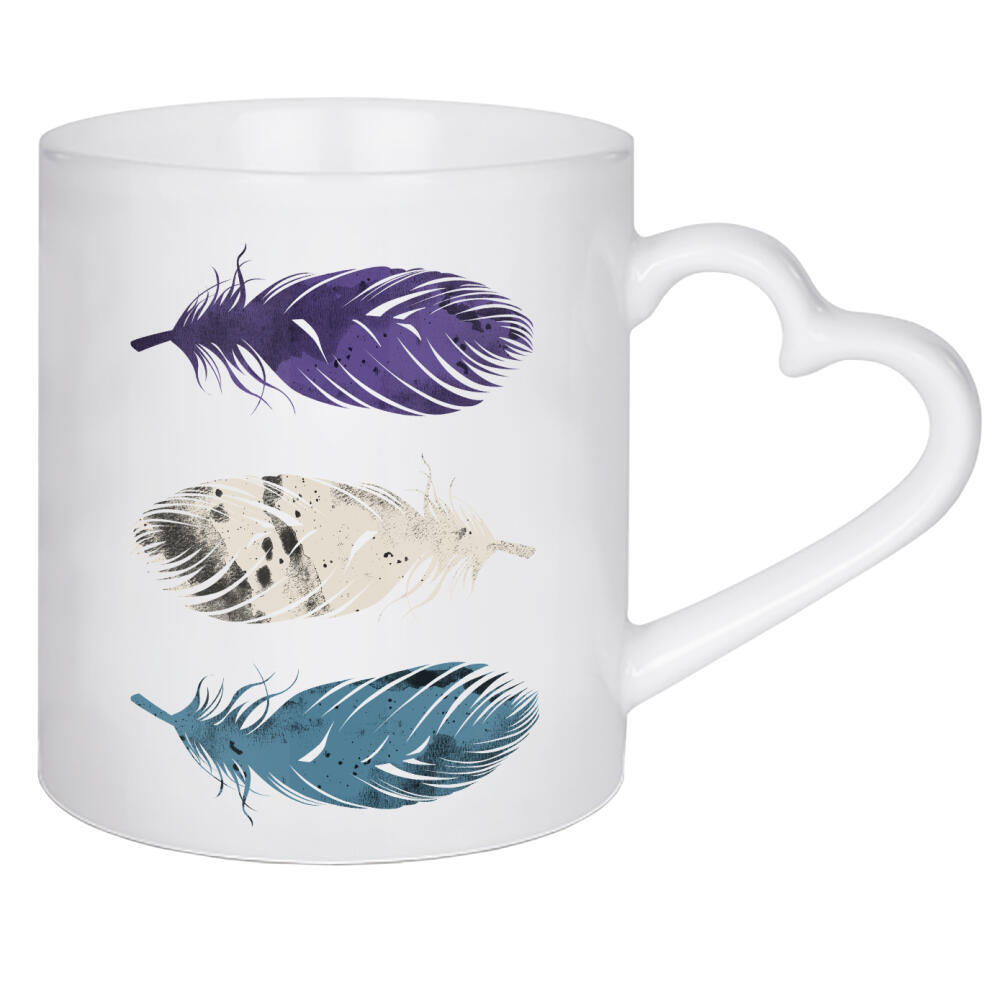 Herztasse "Purple, White & Blue Feathers" artboxONE - Natur,Tiere,Abstrakt,Ultraviolet