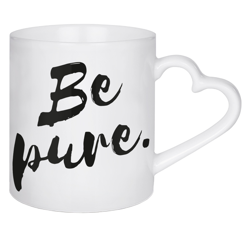 Herztasse "Be pure" artboxONE - Typografie,Schwarzweiß - Pure