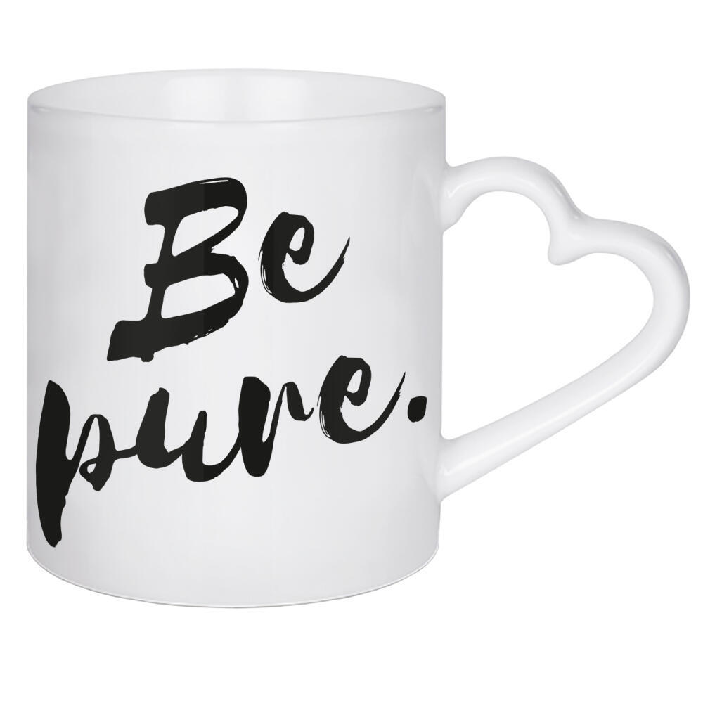 Herztasse "Be pure" artboxONE - Typografie,Schwarzweiß - Pure