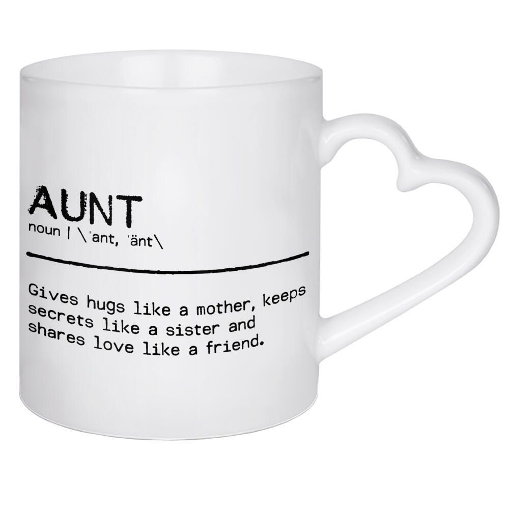 Herztasse "Aunt Quote Giving" artboxONE - Typografie,Menschen,Schwarzweiß,Lustig