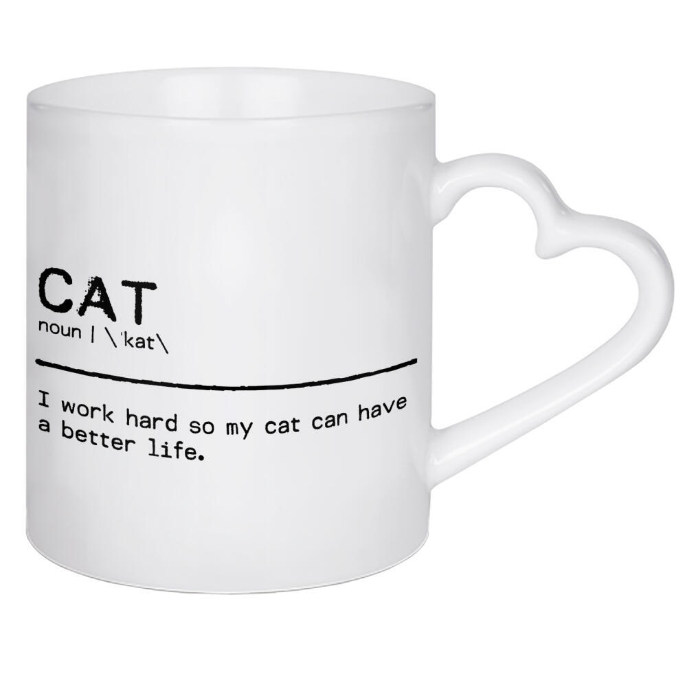 Herztasse "Cat Quote Life" artboxONE - Typografie,Tiere,Schwarzweiß,Lustig