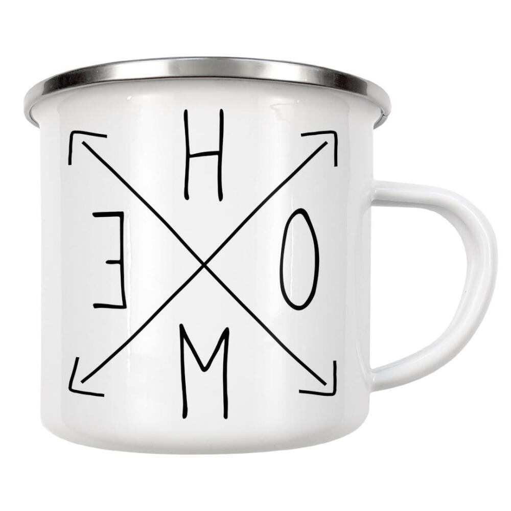 Emaille Tasse "Home Arrows" artboxONE - Typografie,Reise,Schwarzweiß