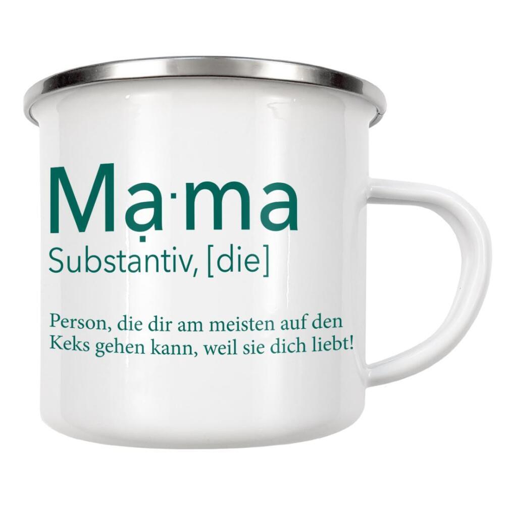 Emaille Tasse "Mama Arcadia" artboxONE - Typografie,Liebe,Arcadia,Für Mama,Lustig - Mama,Liebe,Love,Keks,Definition,Kustig,Funny,Mutter,Mami,Muttertag