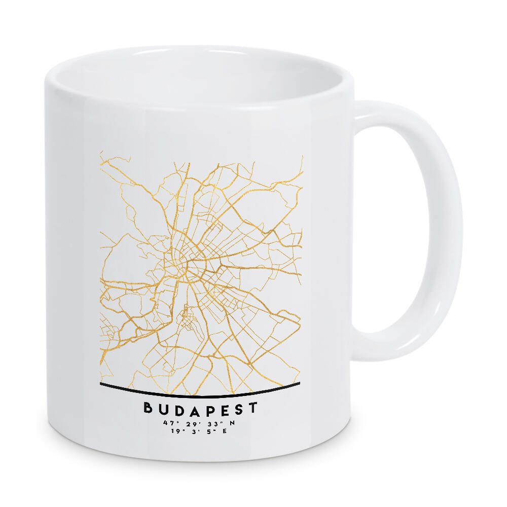 Tasse "BUDAPEST HUNGARY STREET MAP ART" artboxONE - Städte,Reise,Städte / Budapest,Kartografie