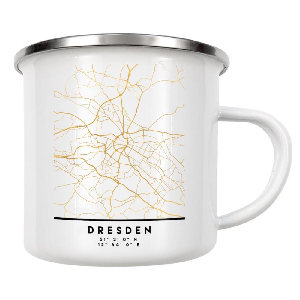 Emaille Tasse "DRESDEN GERMANY STREET MAP ART" artboxONE - Städte,Reise,Städte / Dresden,Kartografie