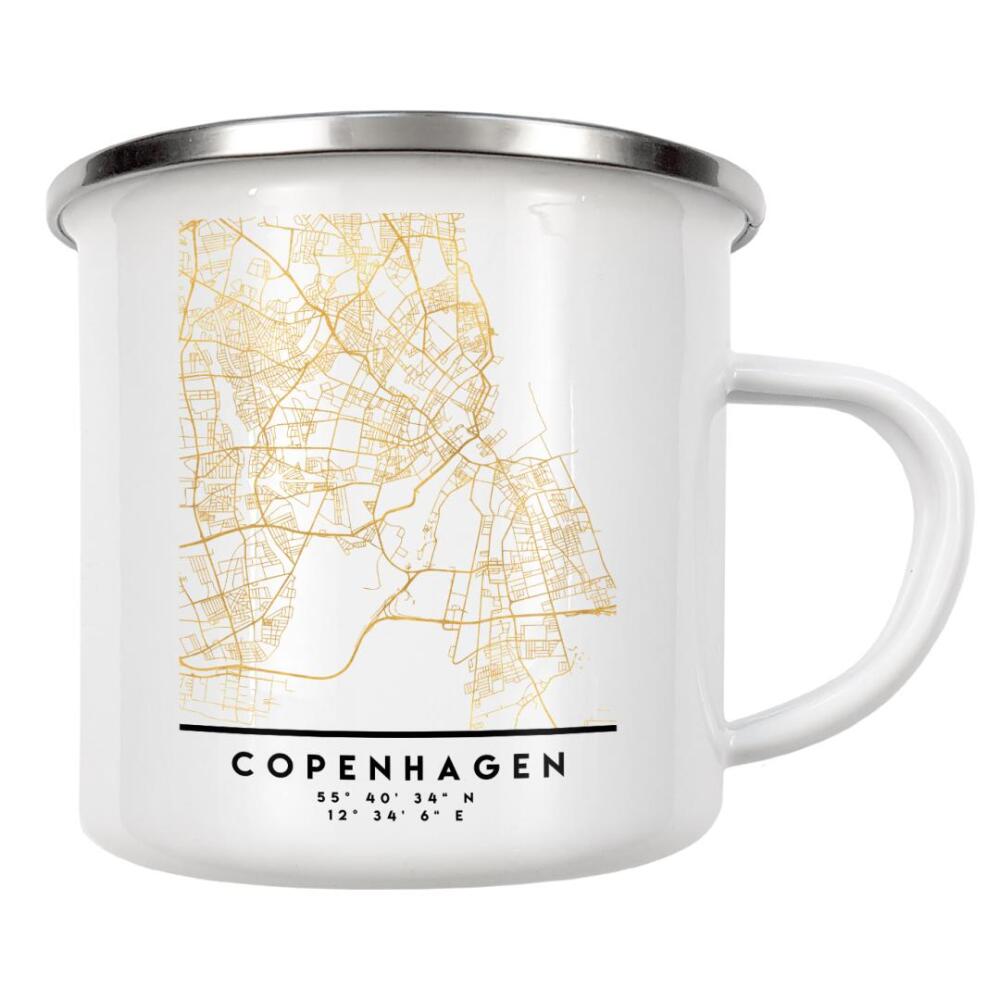 Emaille Tasse "COPENHAGEN DENMARK STREET MAP ART" artboxONE - Städte,Reise,Städte / København,Kartografie