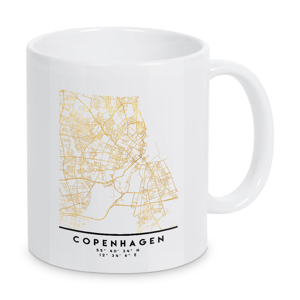 Tasse "COPENHAGEN DENMARK STREET MAP ART" artboxONE - Städte,Reise,Städte / København,Kartografie