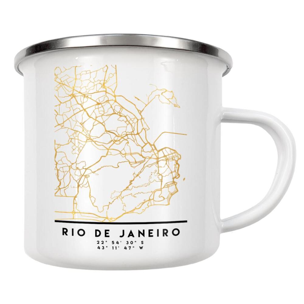 Emaille Tasse "RIO DE JANEIRO BRAZIL STREET MAP" artboxONE - Städte,Reise,Städte / Rio de Janeiro,Kartografie