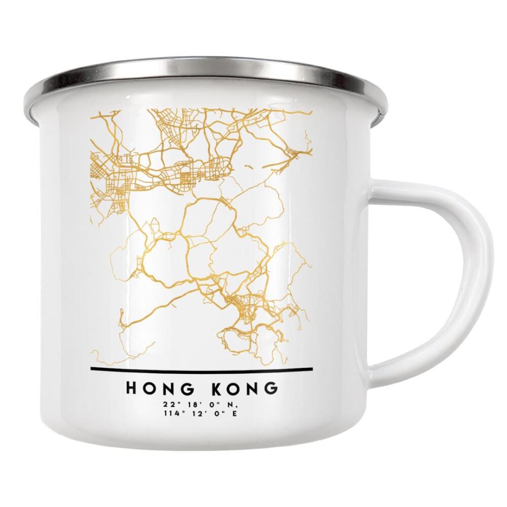 Emaille Tasse "HONG KONG CHINA STREET MAP ART" artboxONE - Städte,Reise,Kartografie