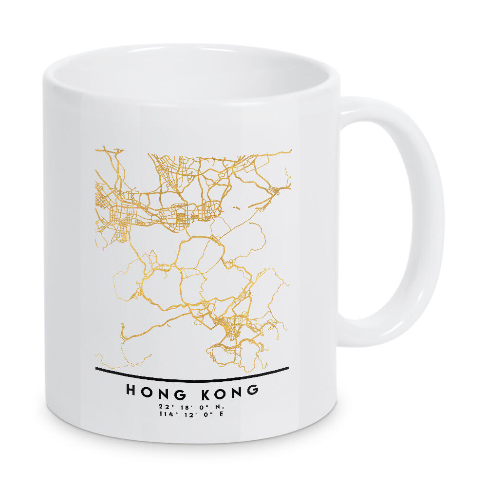 Tasse "HONG KONG CHINA STREET MAP ART" artboxONE - Städte,Reise,Kartografie