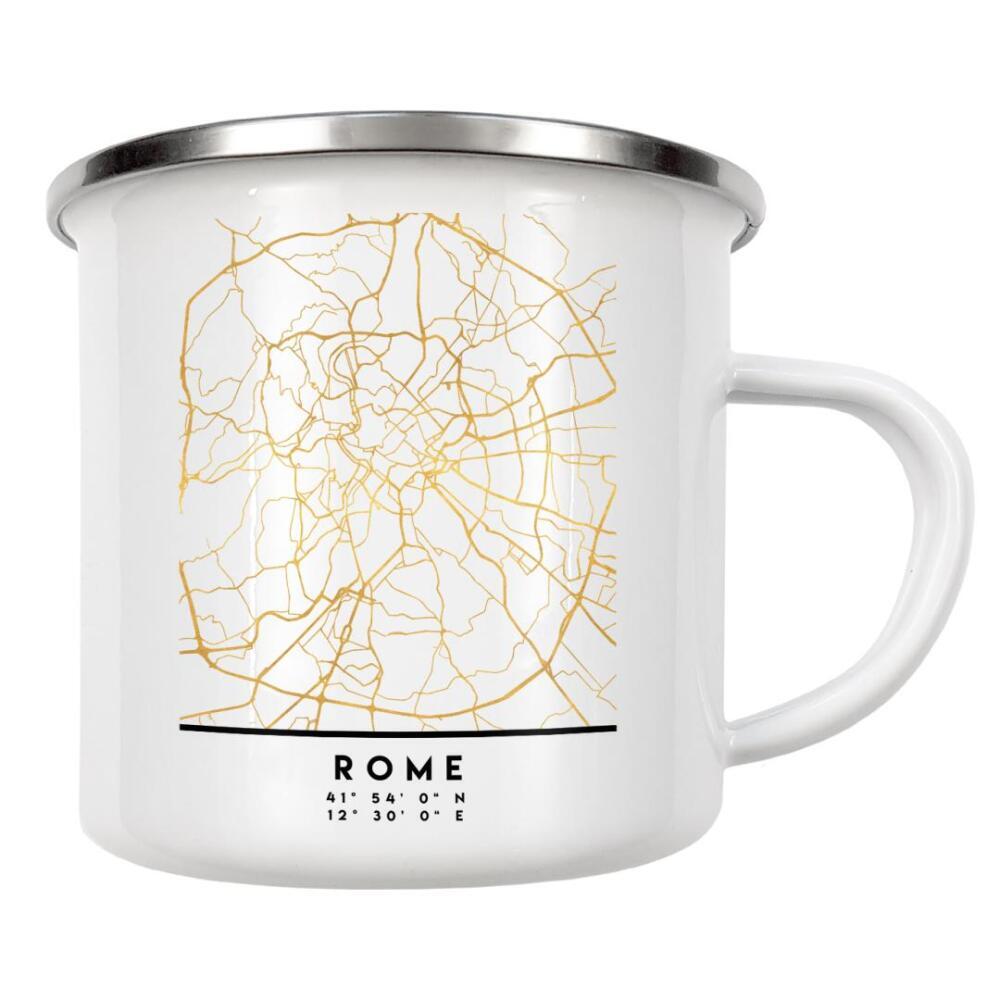 Emaille Tasse "ROME ITALY STEET MAP ART" artboxONE - Städte,Reise,Städte / Rom,Kartografie