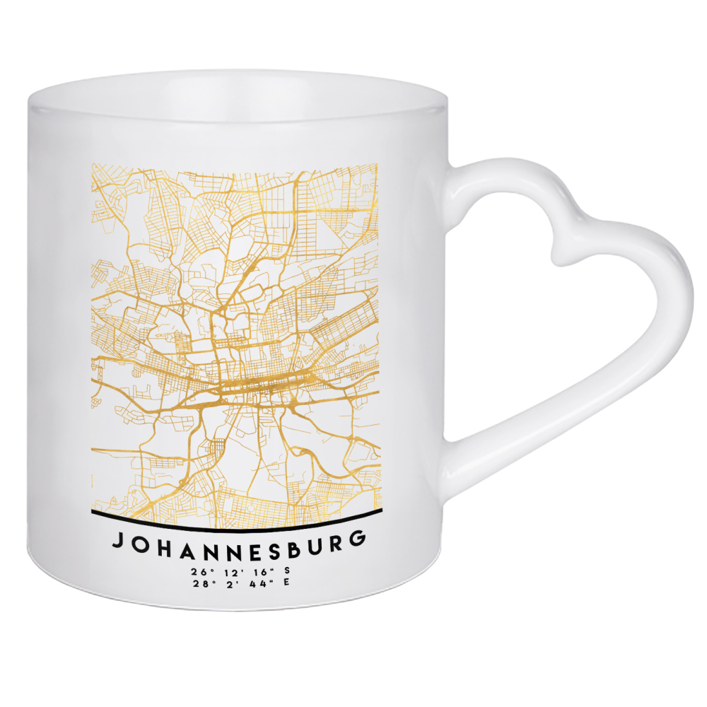 Herztasse "JOHANNESBURG SOUTH AFRICA MAP ART" artboxONE - Städte,Reise,Kartografie