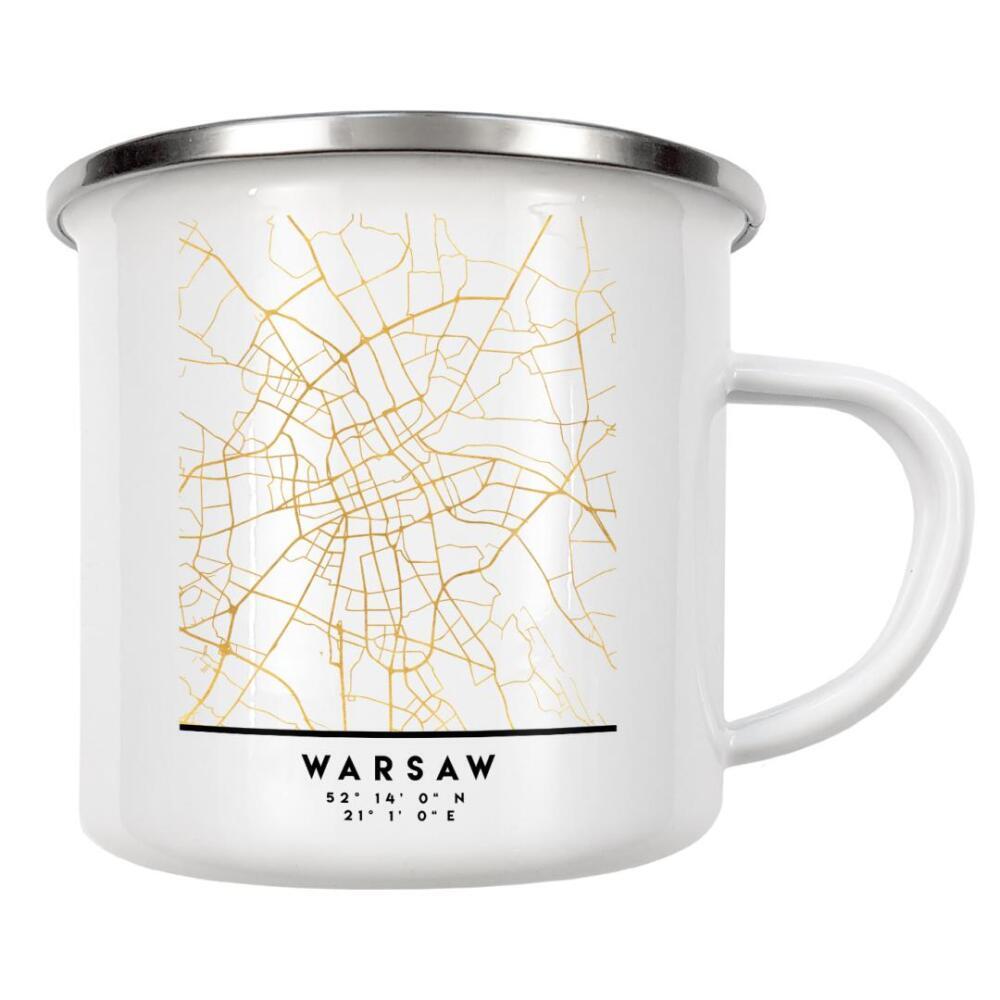 Emaille Tasse "WARSAW POLAND STREET MAP ART" artboxONE - Städte,Reise,Kartografie